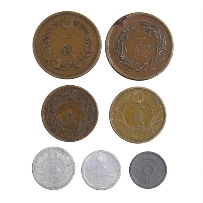 古銭 近代貨幣 明治 大正 昭和 1銭 全種 7種 7枚セット : yuuhiflower