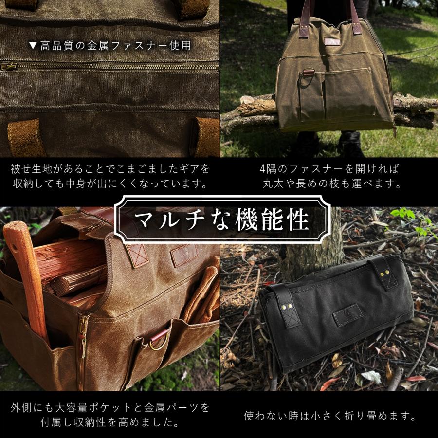 ZUKK 公式 薪バッグ キャンプ 焚き火 本革 極厚帆布 容量50L 高耐久
