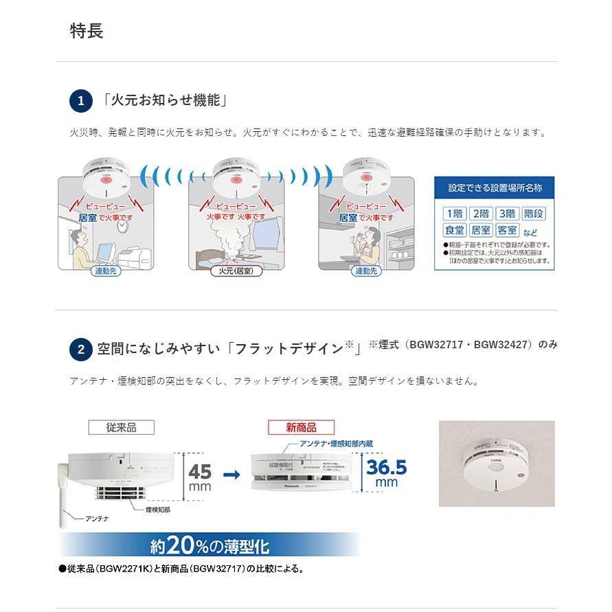 Panasonic（パナソニック） BGW42427 特定小規模施設用感知器 光電式