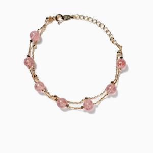 ストロベリークォーツ 二連ブレスレット｜苺水晶 天然石 14KGF＆