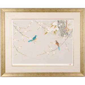 上村淳之 『四季花鳥図』 彩美版・シルクスクリーン手摺り複製画 額装