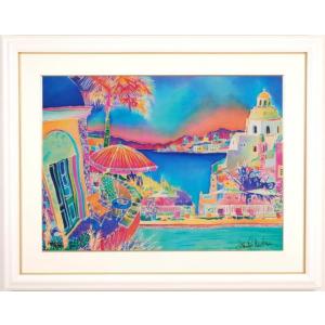 山 絵画 風景画 版画 シルクスクリーン 吉岡浩太郎 「旅の思い出」 額