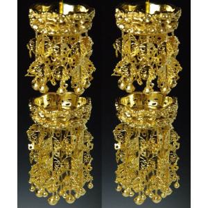 輪灯瓔珞二重六段アルミ金色4.0号（1対入）/仏具ようらくヨウラク