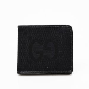 GG GUCCI グッチ 143384 GGキャンバス 二つ折り財布 ブラック＜USED