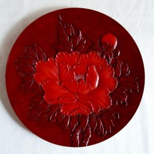 鎌倉彫 新古鏡盆 一尺 牡丹 花朱蒔 : 鎌倉彫廣堂 - 通販 - Yahoo