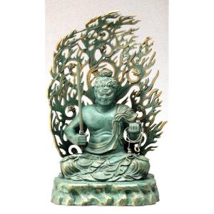 仏像 聖観音像 蓮台付 高村光雲原型 銅製 幅8×奥行8×高さ24cm t21-07