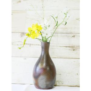 茶道具 花入れ 置用 備前焼き 緋襷徳利 ひだすき 伊勢崎競作 備前焼