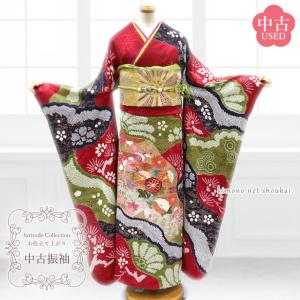 振袖 着物 金駒刺繍 赤 菊 桜 松 霞 花古典柄 成人式 二十歳 20歳 未