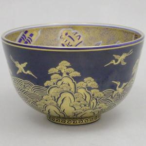 茶道具 抹茶茶碗 色絵 扇面流水 プラチナ釉、 京都 水無月窯 藤谷芳哉