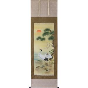 掛軸 水墨山水 松泉 (掛け軸 尺五立) 幅54cm×丈186cm前後 : 大瑠堂