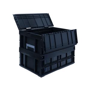 松本産業 折りたたみコンテナ フタ付き 75L ブラック ( F75BL ) カード