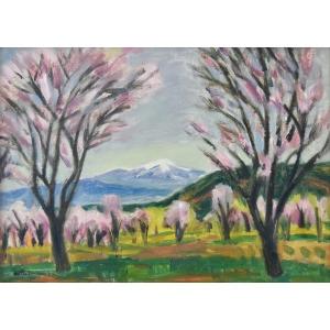 石川滋彦 「山湖 夏の日 志賀高原」 油彩 F8号 真作保証 緑陰の人気