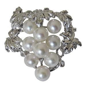 パール ブローチ 真珠ブローチ フォーマル ブドウ 葡萄 ぶどう あこや
