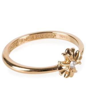 CHROME HEARTS OPEN BAND FLORAL HEART RING 22K W/PAVE DIAMONDS