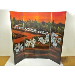 絵画 工芸品 漆 ◇ 屏風 花鳥螺鈿屏風 中国製 四曲一隻 漆芸