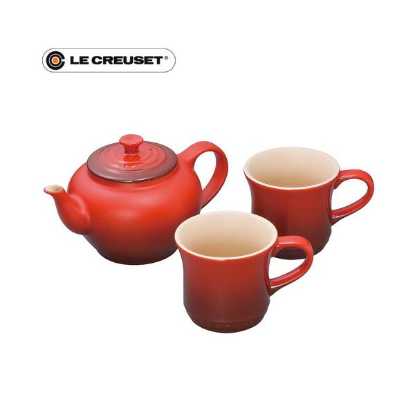 ル・クルーゼ Le Creuset ティーポット＆マグ SS 2個入セット チェリー