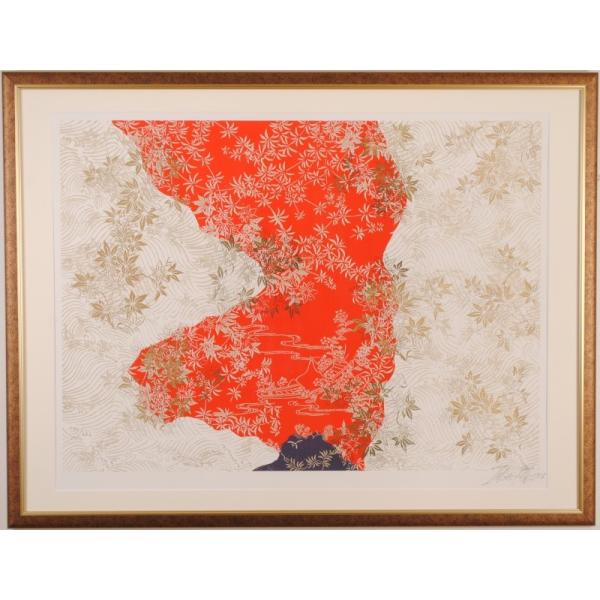 今井俊満 竜田川 インテリア 絵画 シルクスクリーン 版画 花鳥風月
