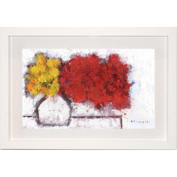 真作】絵画 油彩10号 赤の静物 花と麦の彩り 深紅の背景に咲く命 Y30