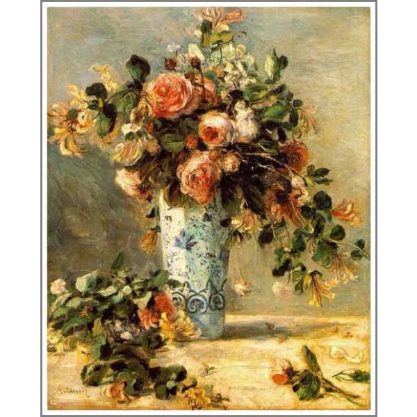 送料無料】絵画：ルノアール（ルノワール）「花瓶にはいったバラと