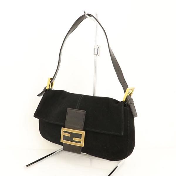 フェンディ FENDI ブラック スエード マンマバケット ショルダーバッグ