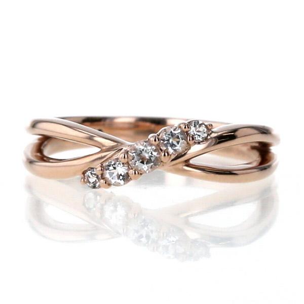 StarJewelry スタージュエリー K10PG ピンクゴールド リング 透明石 五