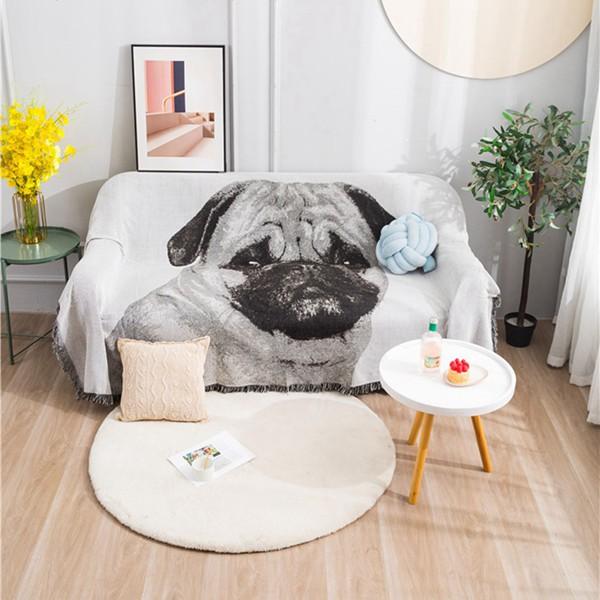 マルチカバー パグ犬の柄 かわいい ソファーカバー 綿 フルカバー 犬猫