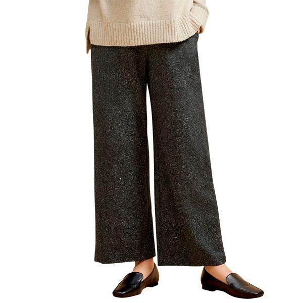 尾州生地使用 ウール混ワイドパンツ 日本製 ツイード 洗濯可能