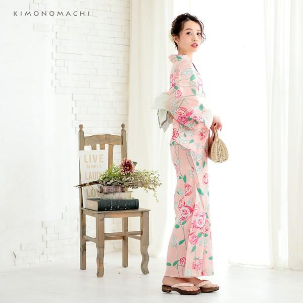 KIMONOMACHI （Prices down2）浴衣 レディース 単品 「ピンク 薔薇