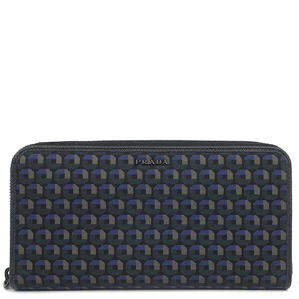PRADA（プラダ） 長財布 ロゴ ラウンドファスナー ナイロン ブラック