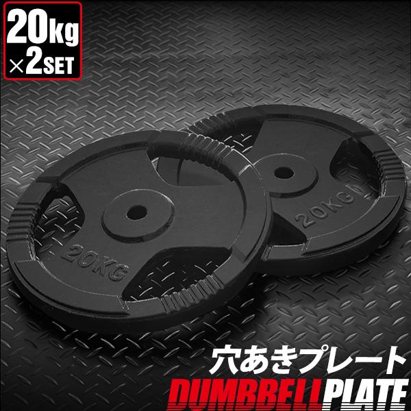 バーベル 用 プレート 穴あき 20kg 2個セット 追加 ダンベルプレート