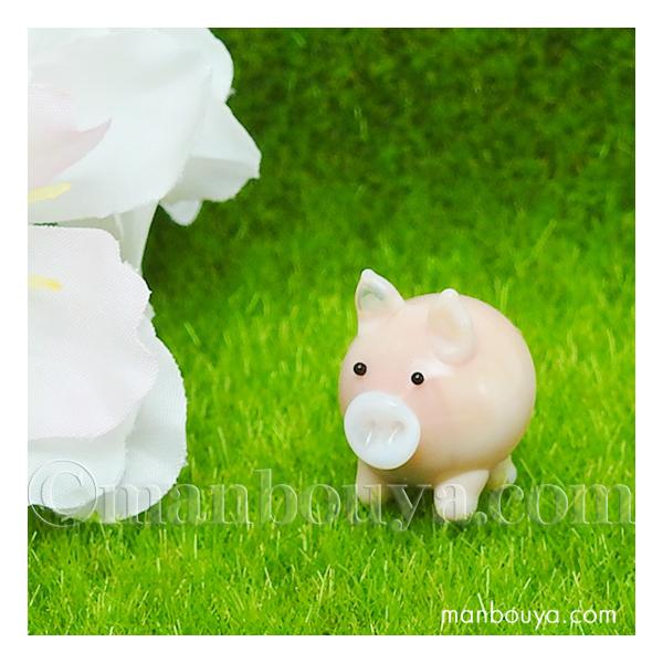動物 ブタ 雑貨 ミニチュア ガラス細工 ぶた 置物 飾り グラススクエア