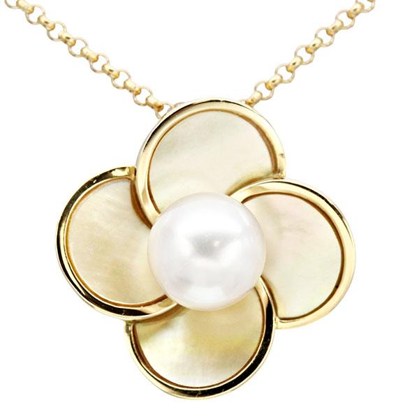 TASAKI（タサキ） フラワーモチーフ K18YG パール シェル ネックレス兼