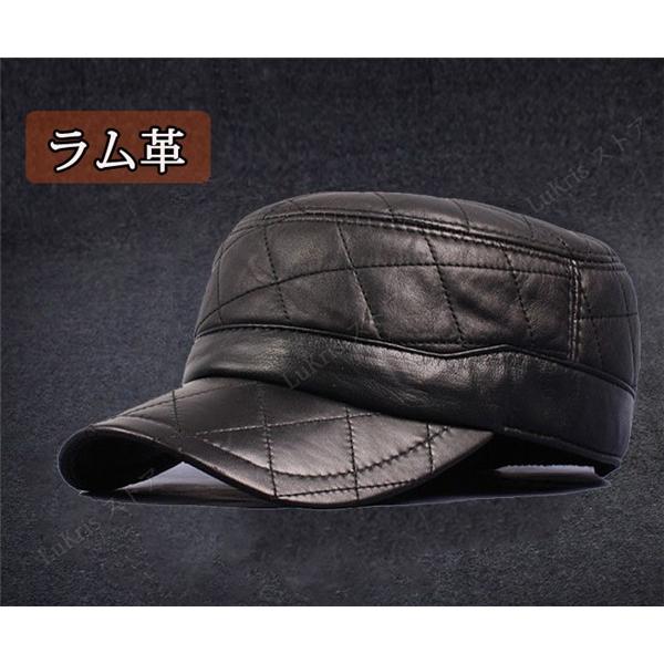 ラム革 ワークキャップ メンズ レールキャップ レザー 本革 秋冬 防寒