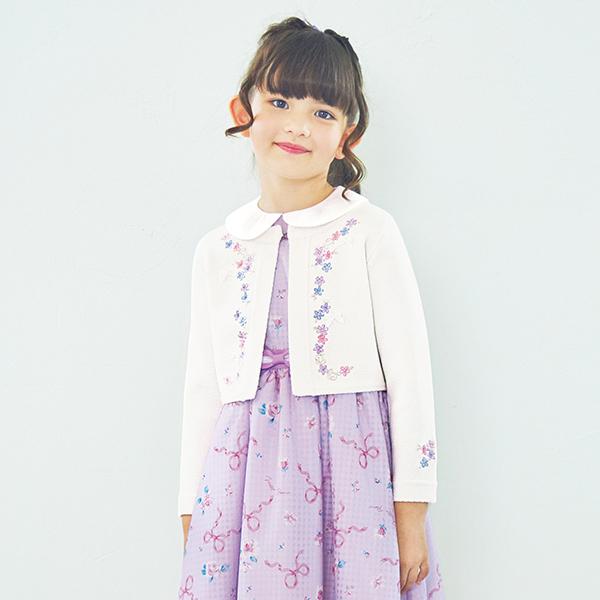 mezzo piano メゾピアノ(mezzo piano)花刺しゅう ニットボレロ