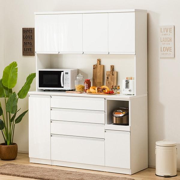 ニトリ（NITORI） 幅150cm 食器棚(レジューム 150TF-H WH/150QH-R WH