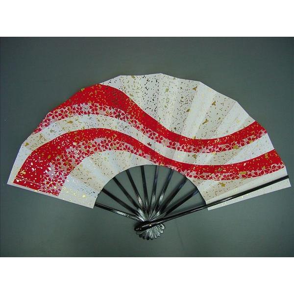 舞扇子 日本舞踊 踊り用 桜柄・金・白・赤 愛 1356 黒塗骨 京扇子 箱