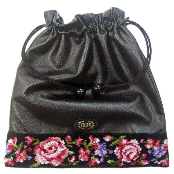 feiler（フェイラー） 巾着 きんちゃく 大 アデリーナ 黒 ブラック