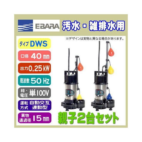 水中ポンプ 荏原製作所 40DWSA 40DWSJ 5.25SB 50Hz 100V 自動交互連動