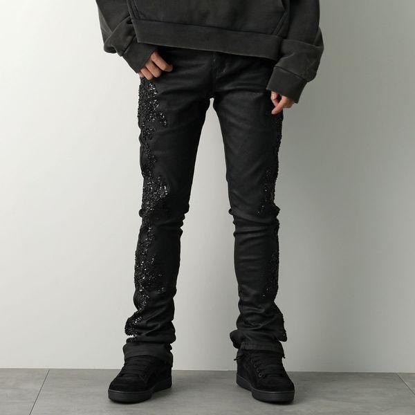 GUAPI グアピ ジーンズ All Black Flowers Embellished Denim メンズ