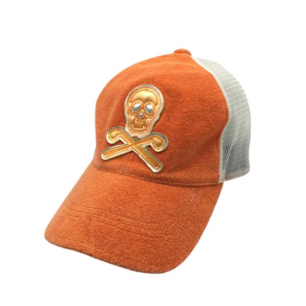 MARK&LONA（マークアンドロナ） メッシュキャップ オレンジ×白 パイル