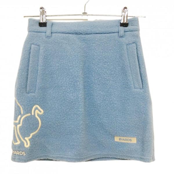 美品】ハチヤーズ ボアスカート ライトブルー 後ろウエストゴム