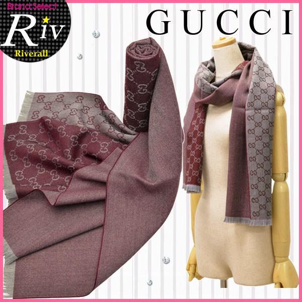 GUCCI（グッチ） マフラー ストール スカーフ GG柄 ワインレッド