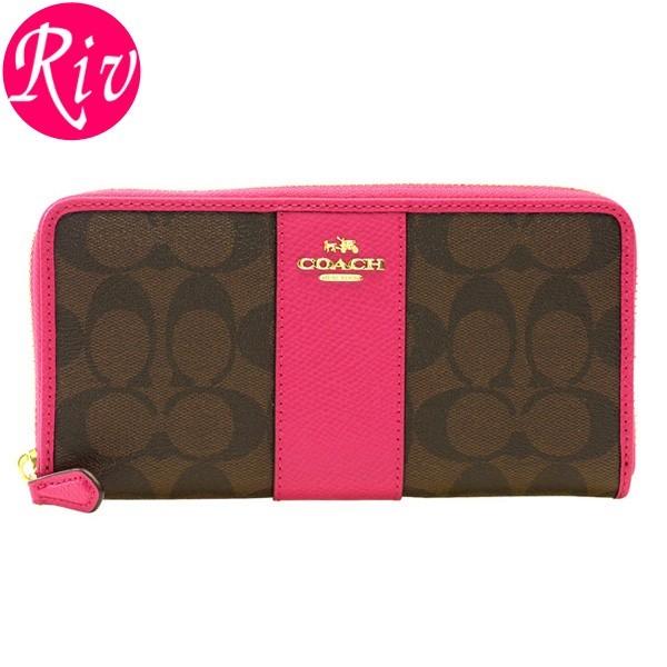COACH（コーチ） 財布 長財布 ラウンドファスナー ブラウン ピンク