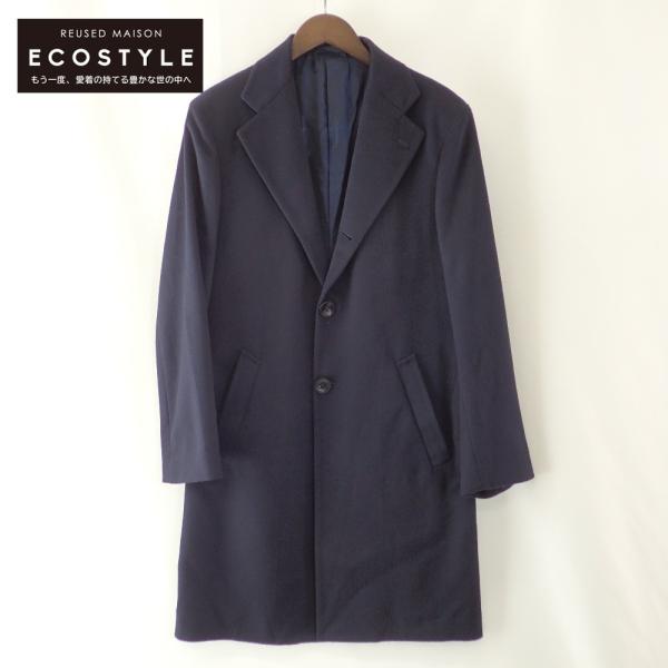 美品/ Kiton キートン カシミヤ100 チェスター コート 44 ネイビー