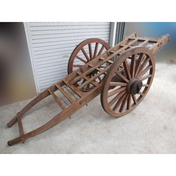 美品 古民具 ◇ 大八車 長さ2700×幅990×高さ1130mm 車輪直径1030mm