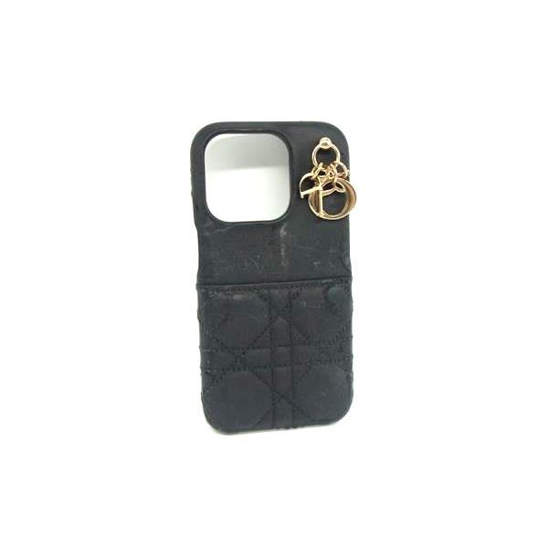 DIOR ディオール 黒チャーム付きレザースマホケース iPhone15pro Dior