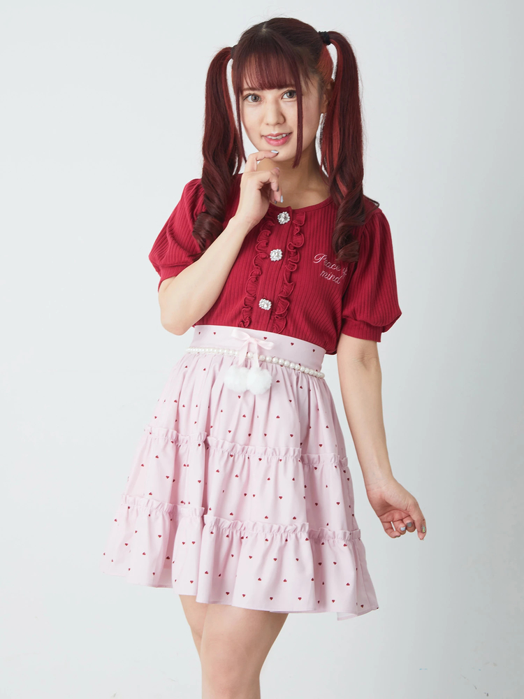 ぽんぽんリボンハートdotスカート - Ank Rouge(アンクルージュ)の