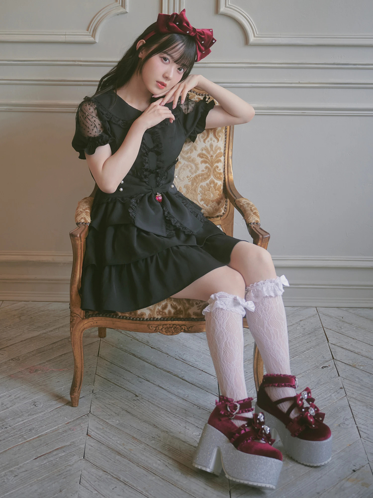 あ*ち様 evelyn ビッグリボンティアードop ピンク あ*ち様 evelyn