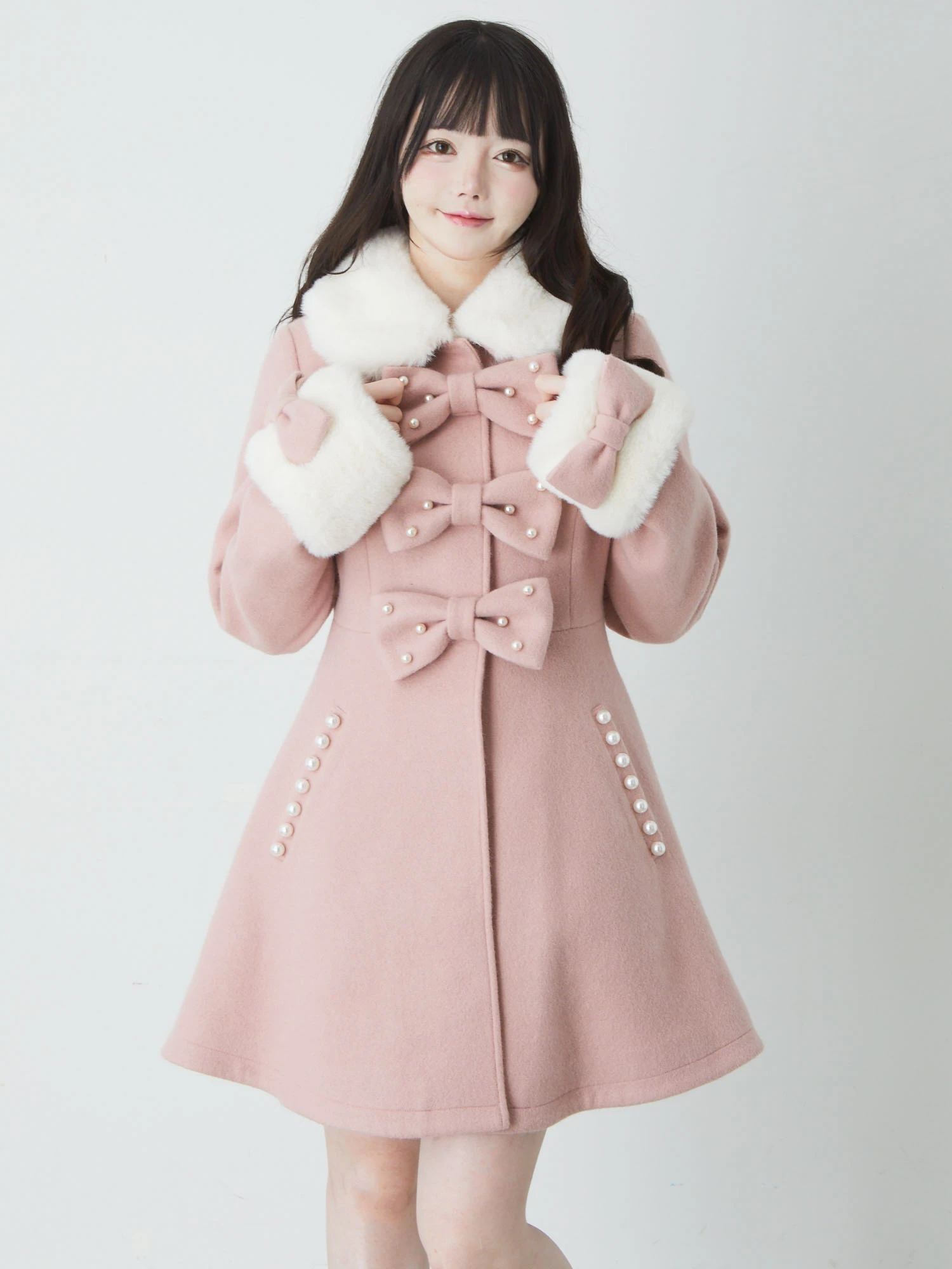 アンクルージュ ポンチョ ピンク M アンクルージュ うさちゃんニット