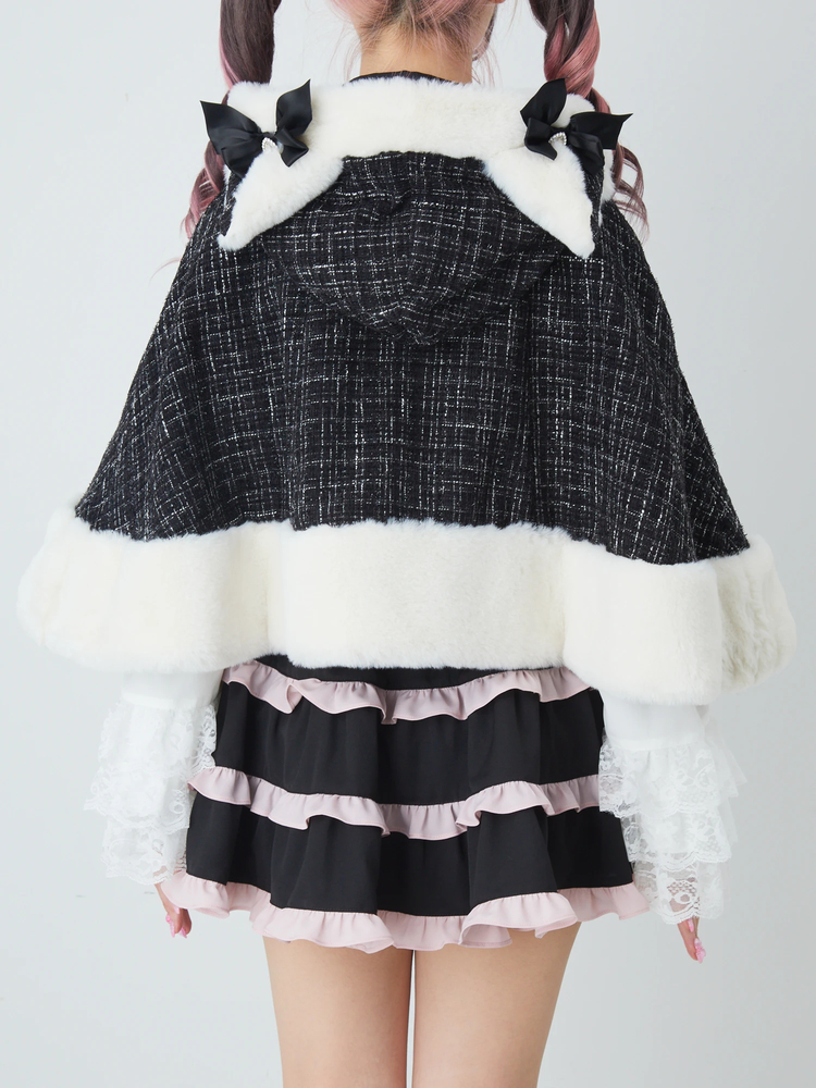 ネコちゃんキラキラツイードポンチョ - Ank Rouge(アンクルージュ)の